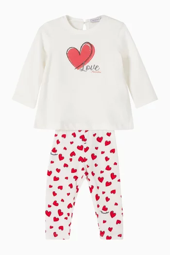 Heart-print Top & Leggings Set