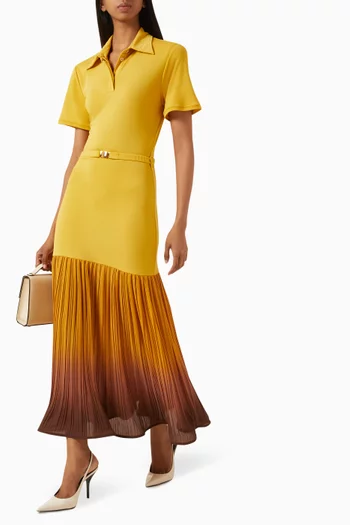 Pleated-skirt Polo Dress in Jersey