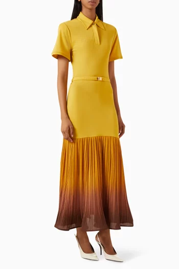 Pleated-skirt Polo Dress in Jersey