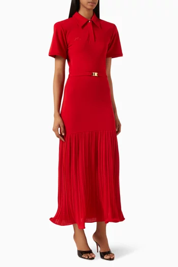 Pleated-skirt Polo Dress in Jersey