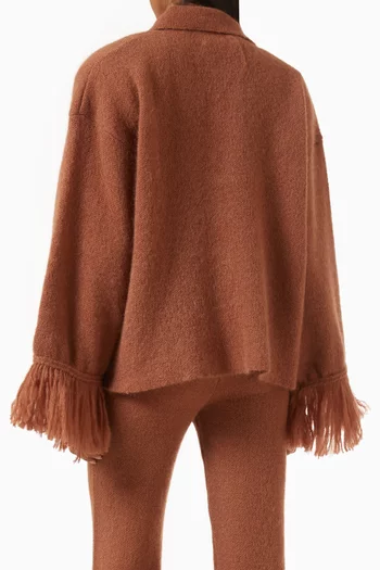 Oversized Fringe Polo in Mohair Blend