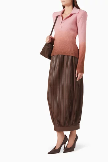 Pleated Balloon Skirt in Eco Leather