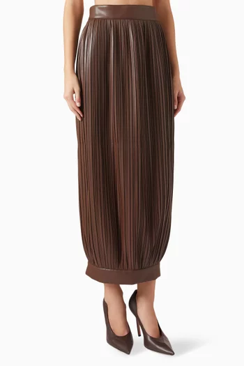 Pleated Balloon Skirt in Eco Leather