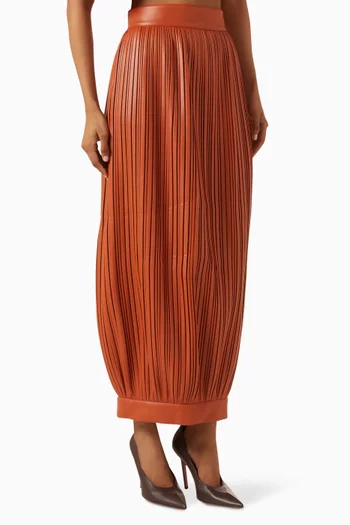 Pleated Balloon Skirt in Eco Leather