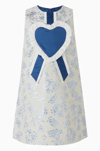 Heart Rosette Shift Dress in Jacquard