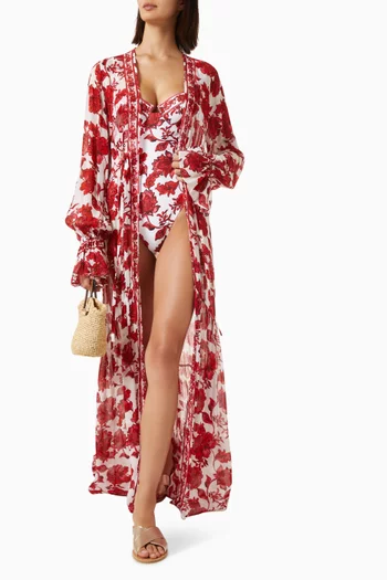 فستان كليمنتين للارتداء فوق ملابس السباحة بنقشة زهور