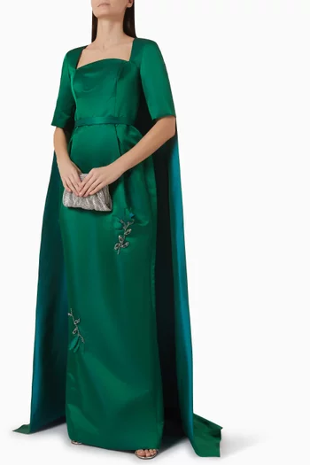 Florence Cape Gown in Mikado Duchesse