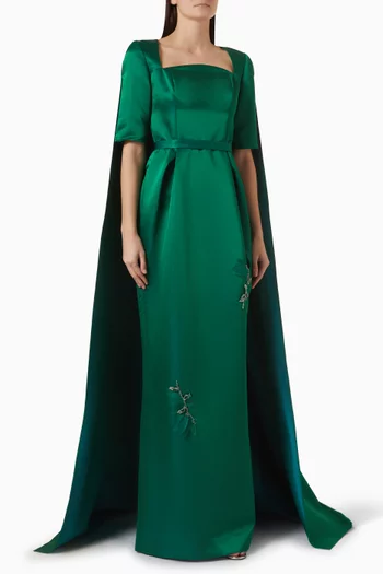 Florence Cape Gown in Mikado Duchesse