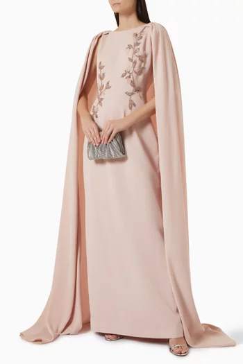 Jamila Cape Gown in Crepe de Chine