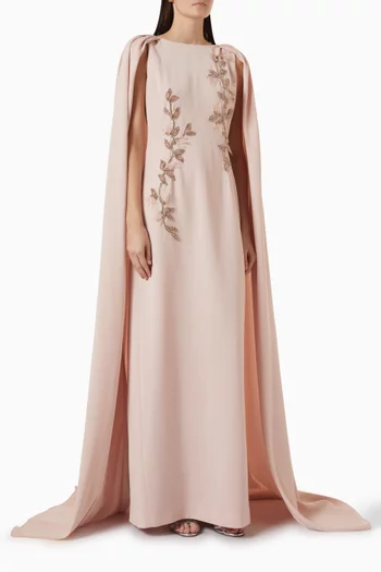 Jamila Cape Gown in Crepe de Chine