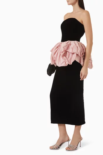 Pauline Ruffle Dress in Velvet
