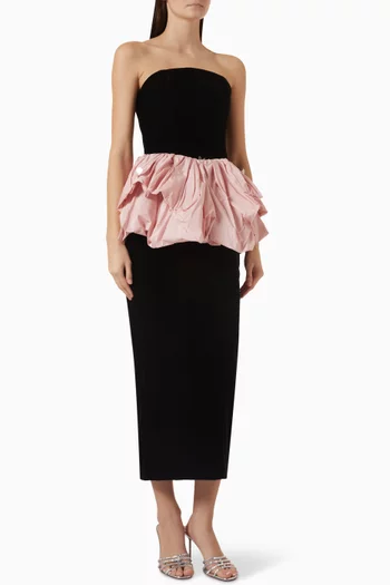 Pauline Ruffle Dress in Velvet