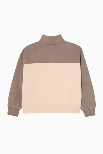 Colourblock Half-button Sweatshirt in Fleece