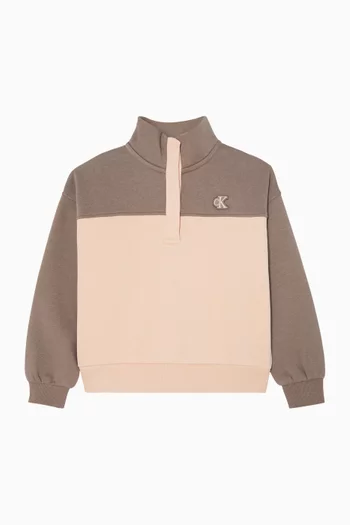 Colourblock Half-button Sweatshirt in Fleece