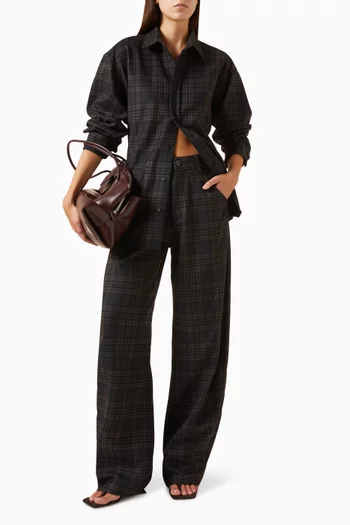 Khris Tartan Check Barrel Leg Pants