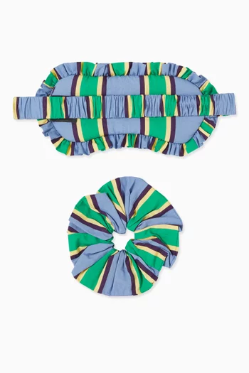 Jewel Stripe Sleep Mask & Scrunchie Gift Set  in Organic Cotton