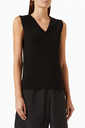 Sailor-collar Knitted Top in Cotton-Silk