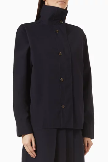 Jaelle High-collar Shirt in Wool Canvas