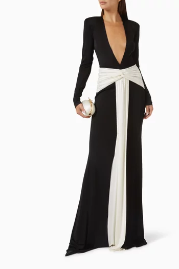 Azure Plunge-neck Dress in Jersey