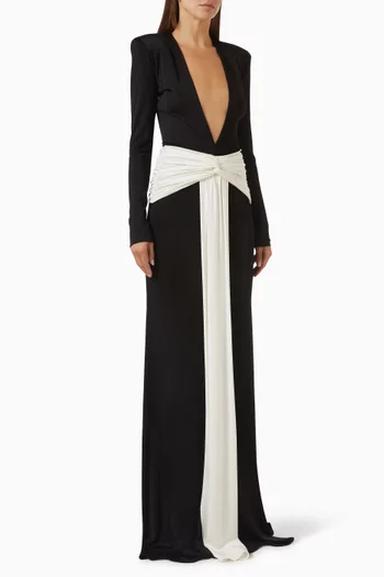 Azure Plunge-neck Dress in Jersey