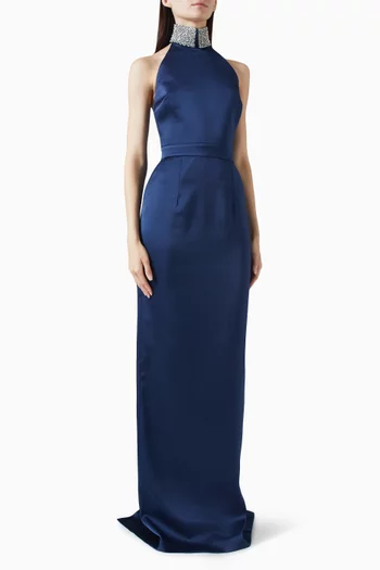 Hemingway Hand-embellished Maxi Dress in Satin