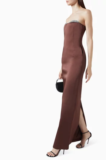 Noelie Embellished Strapless Dress in Satin