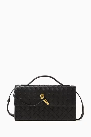 Andiamo 25 Top-handle Clutch in Intrecciato Leather