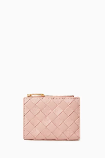 Small Bi-Fold Wallet in Intrecciato Leather