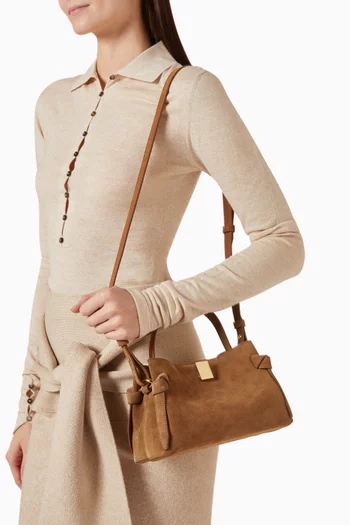 Mini Gyoza Top-handle Bag in Suede