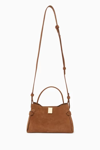 Mini Gyoza Top-handle Bag in Suede