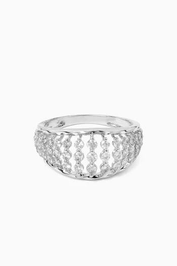 Multi-row Diamond Ring in 18kt White Gold