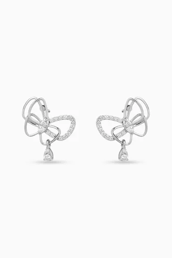 Butterfly Drop Earrings in 18kt White Gold