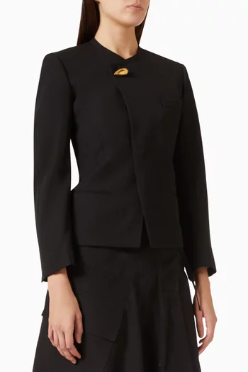 Embellished Jacket in Wool-grain de Poudre