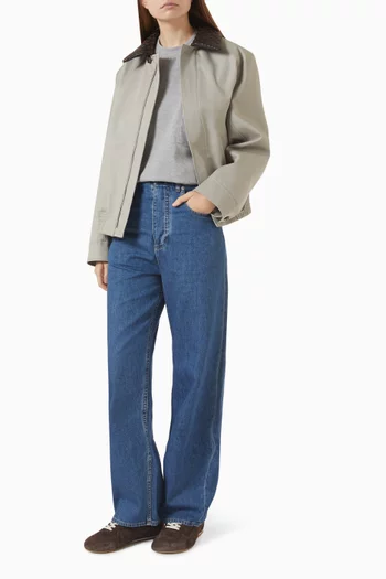 Intrecciato Collar Blouson Jacket in Cotton Gabardine