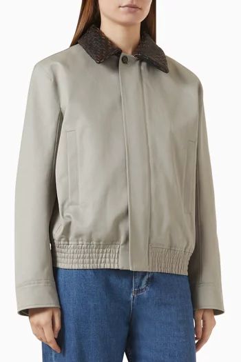Intrecciato Collar Blouson Jacket in Cotton Gabardine