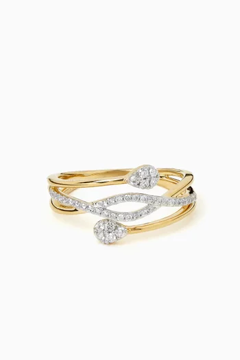 Pear-shaped Diamond Bypass Ring in 18kt Gold