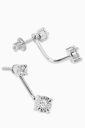 Round Cluster Jacket Drop Earrings in 18kt White Gold