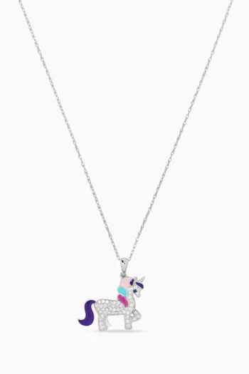 Unicorn Necklace in 18kt White Gold