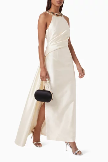 Gina Crystal-embellished Halter Dress in Taffeta