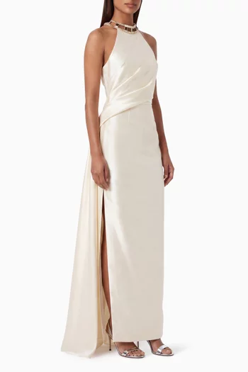 Gina Crystal-embellished Halter Dress in Taffeta