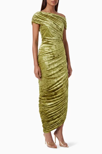 Vesper One-shoulder Ruched Dress in Velvet Jersey