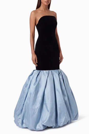 Rita Drop-waist Dress in Velvet & Metallic Taffeta