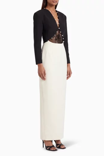 Sabina Faux Pearl-embellished Dress in Matte Duchess
