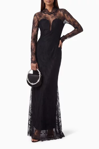 Amara Lace-panel Dress in Matte Duchess
