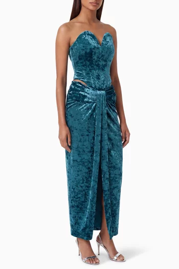 Vivienne Strapless Ruched Dress in Velvet-jersey