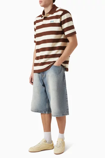 Running Dog Striped Polo Shirt in Cotton