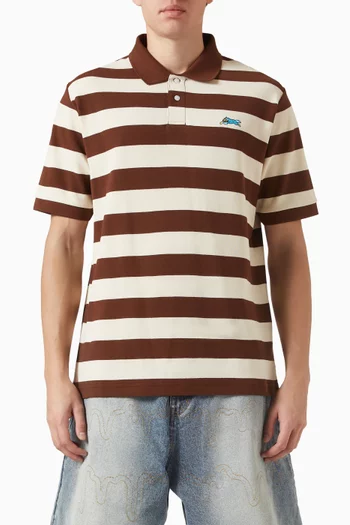 Running Dog Striped Polo Shirt in Cotton
