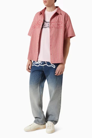 Running Dog Check Shirt in Cotton Poplin