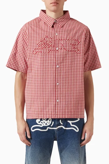 Running Dog Check Shirt in Cotton Poplin