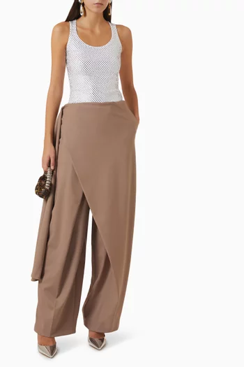 Draped Straight-leg Pants